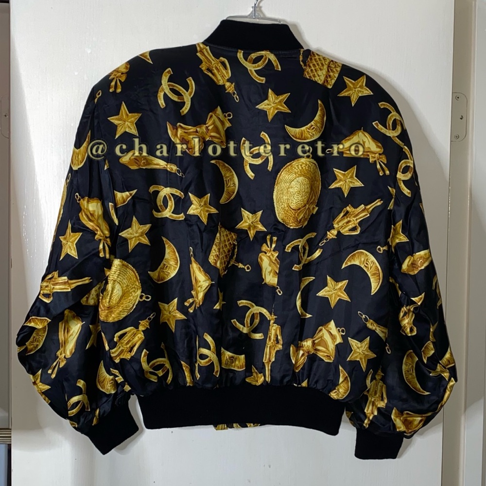 90s vtg PARA SILK Iconic CHARMS Graphic Bomber Jacket - Picture 7 of 10